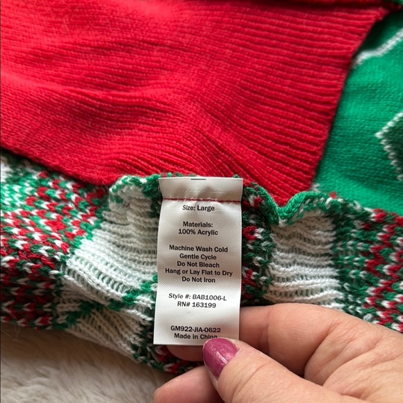 Boots & Barkley Holiday Dog Sweater Large Green Red - Picture 4 of 8